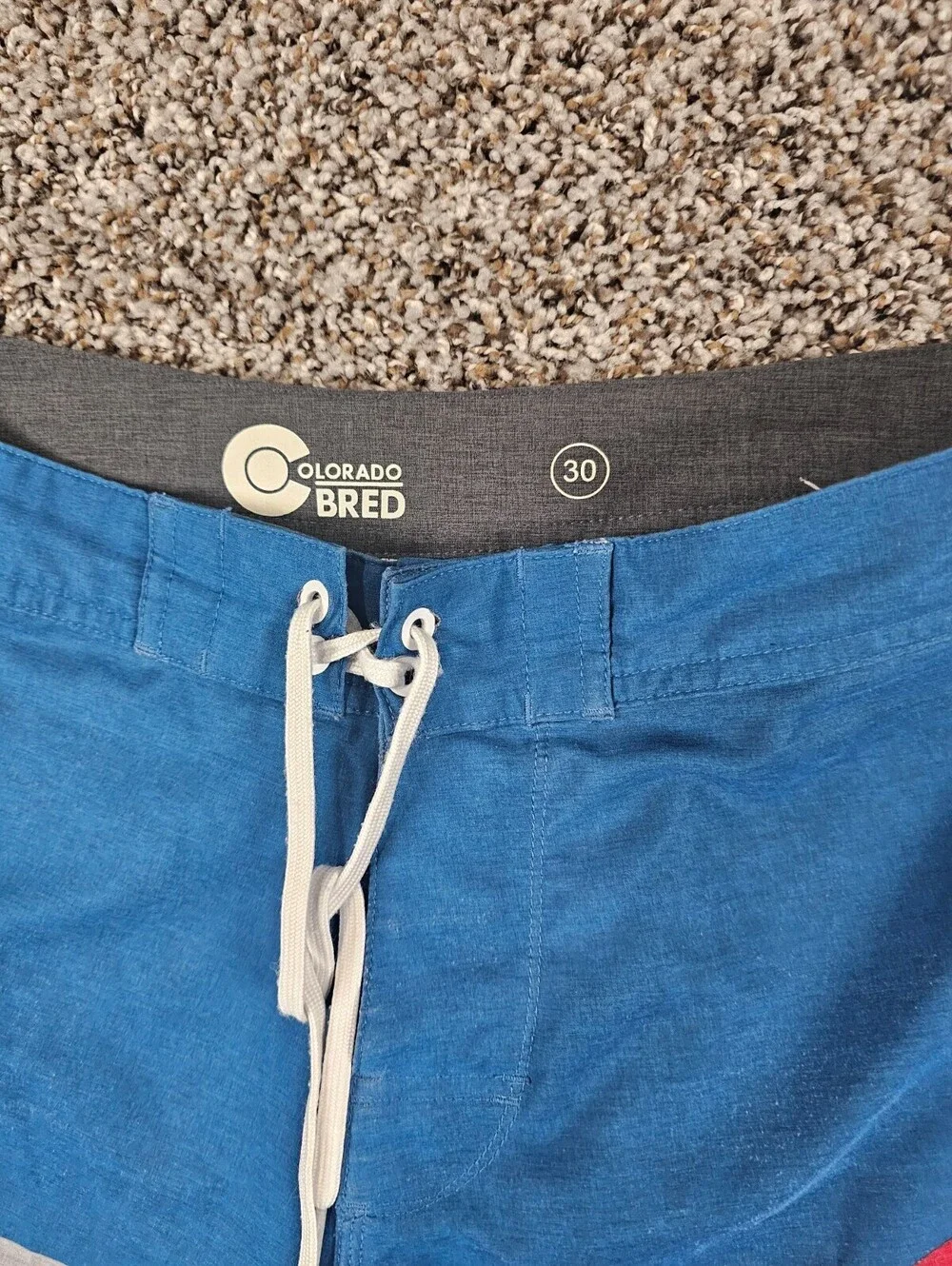 Colorado Bred Mens Sz 30 Board Shorts Swim Trunks Colorado Flag Print